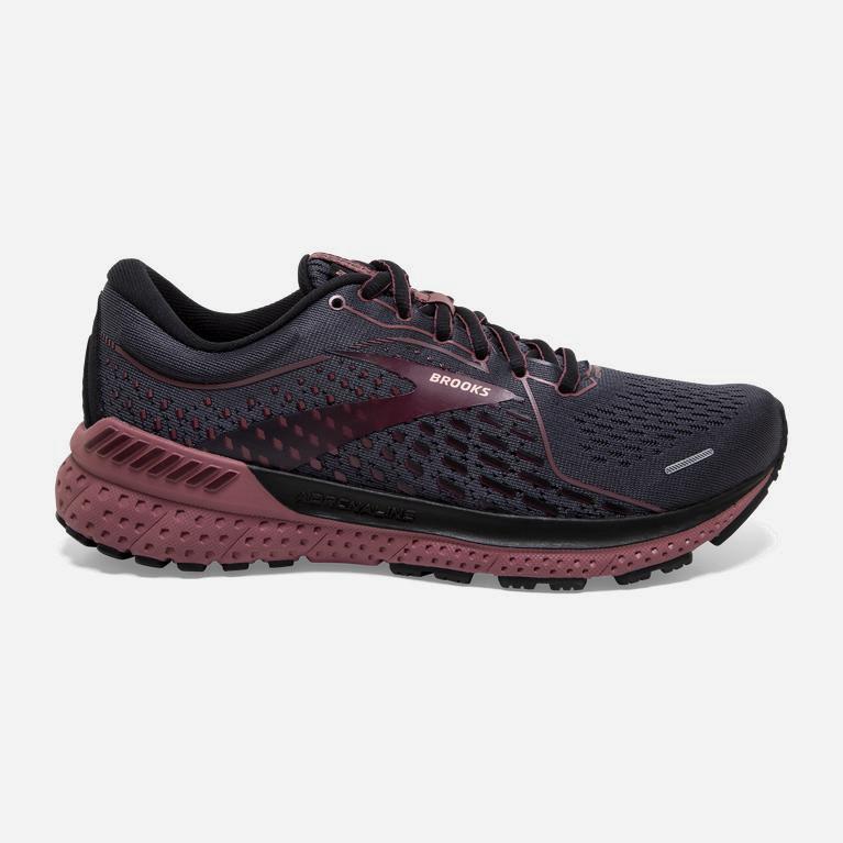 Brooks Women's Adrenaline Gts 21 Road Running Shoes Singapore - Black/IndianRed/Blackened Pearl/Noct